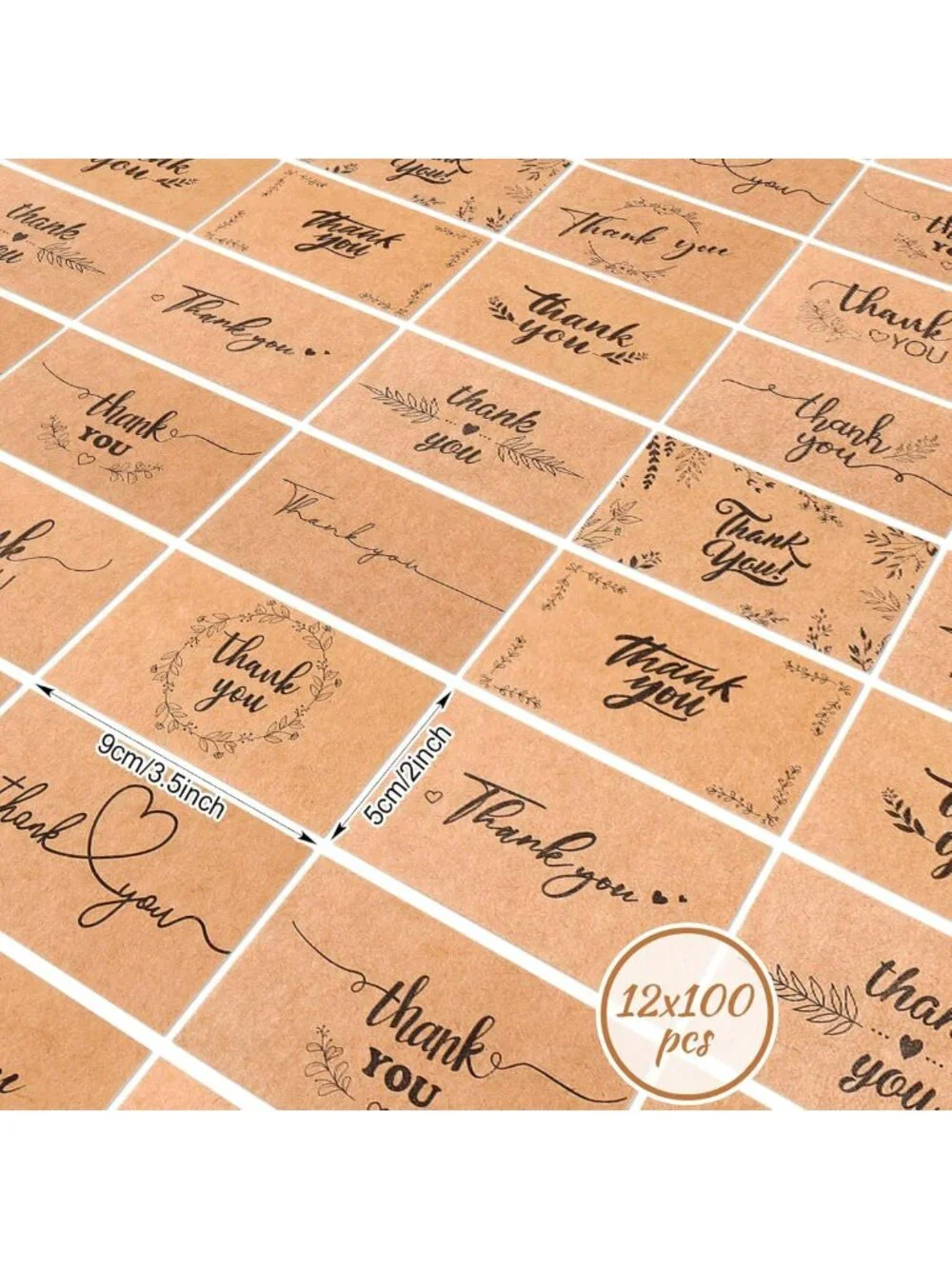 1200 Mini Thank You Cards for Small Business - Bulk Customer Package Inserts